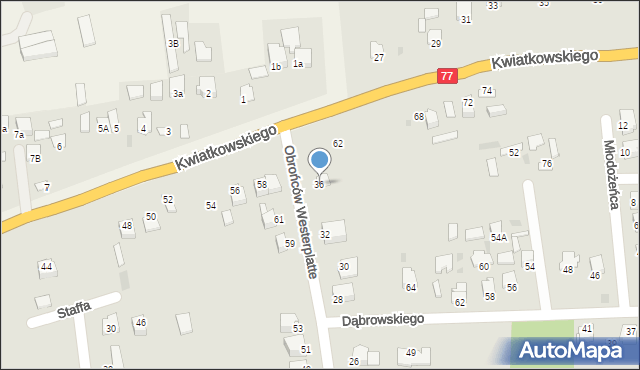 Sandomierz, Obrońców Westerplatte, 36, mapa Sandomierza