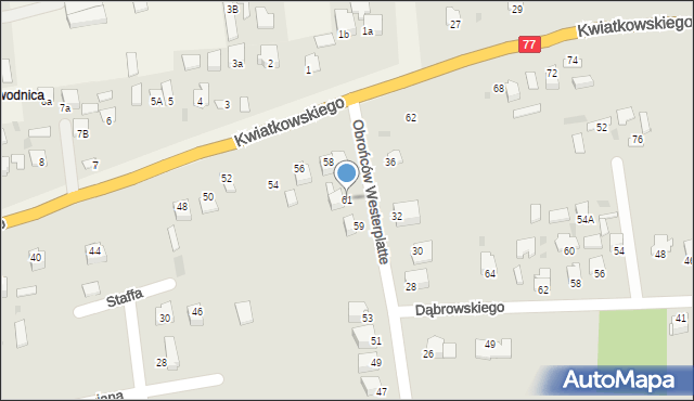 Sandomierz, Obrońców Westerplatte, 61, mapa Sandomierza