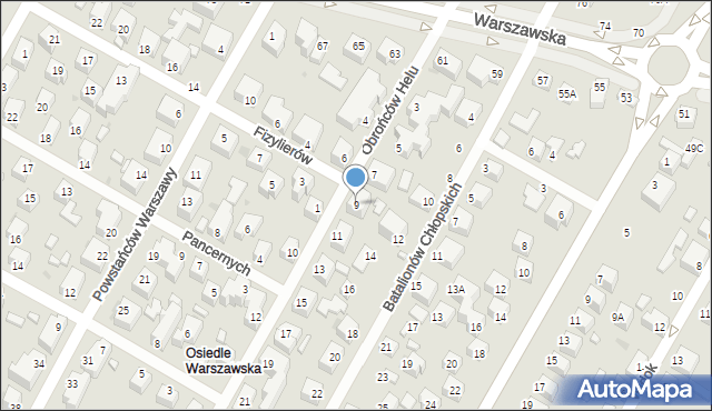 Siedlce, Obrońców Helu, 9, mapa Siedlce