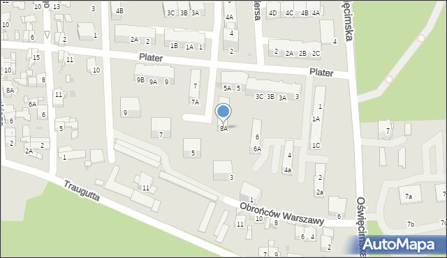 Siemianowice Śląskie, Obrońców Warszawy, 8A, mapa Siemianowice Śląskie