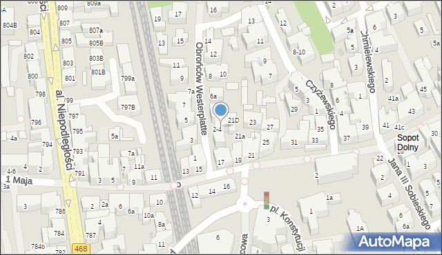 Sopot, Obrońców Westerplatte, 2/4, mapa Sopotu