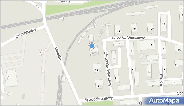 Sosnowiec, Obrońców Warszawy, 1A, mapa Sosnowca