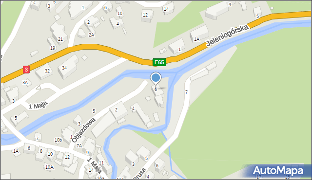 Szklarska Poręba, Objazdowa, 6, mapa Szklarska Poręba