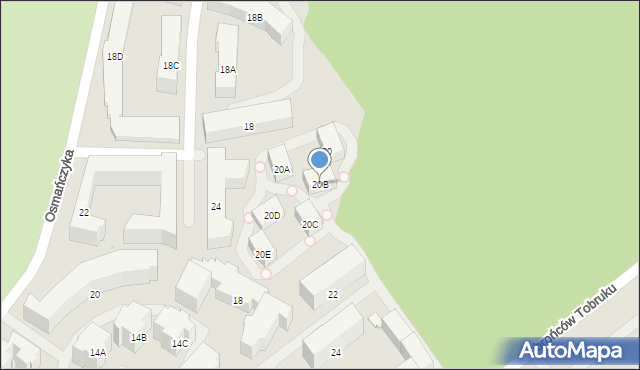 Warszawa, Obrońców Tobruku, 20B, mapa Warszawy