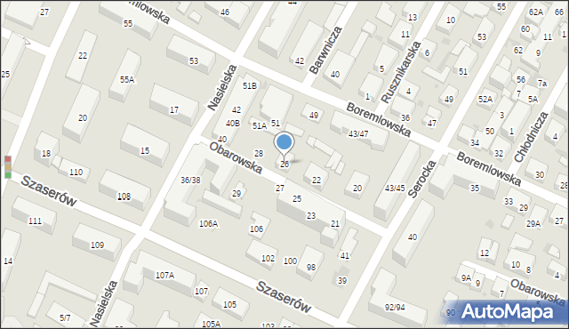 Warszawa, Obarowska, 26, mapa Warszawy