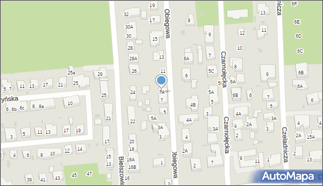 Warszawa, Obiegowa, 7A, mapa Warszawy