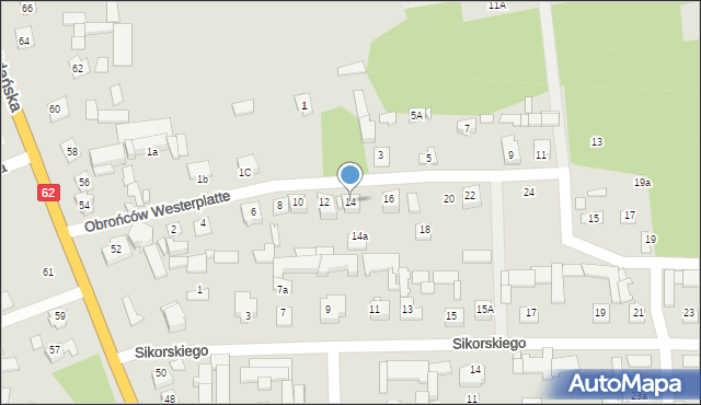 Węgrów, Obrońców Westerplatte, 14, mapa Węgrów