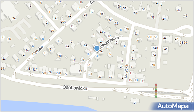 Wrocław, Obodrzycka, 3, mapa Wrocławia