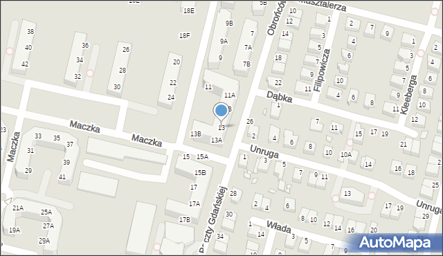 Wrocław, Obrońców Poczty Gdańskiej, 13, mapa Wrocławia