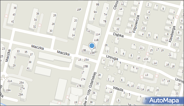 Wrocław, Obrońców Poczty Gdańskiej, 13A, mapa Wrocławia