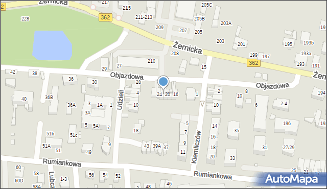 Wrocław, Objazdowa, 22, mapa Wrocławia