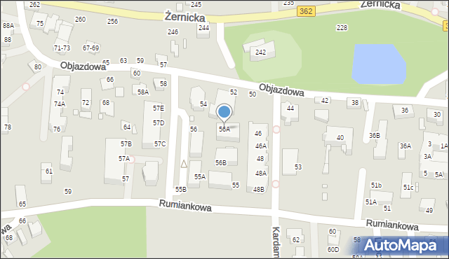 Wrocław, Objazdowa, 56A, mapa Wrocławia