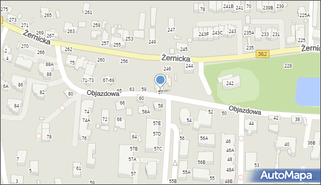 Wrocław, Objazdowa, 57, mapa Wrocławia