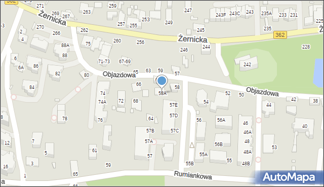 Wrocław, Objazdowa, 58A, mapa Wrocławia