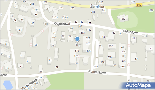 Wrocław, Objazdowa, 64, mapa Wrocławia