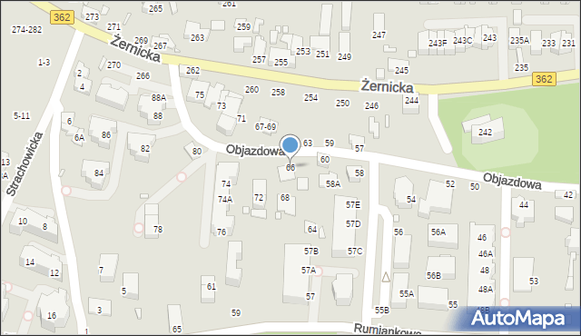 Wrocław, Objazdowa, 66, mapa Wrocławia