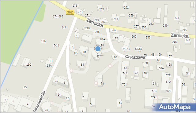 Wrocław, Objazdowa, 82, mapa Wrocławia