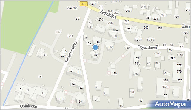 Wrocław, Objazdowa, 84, mapa Wrocławia