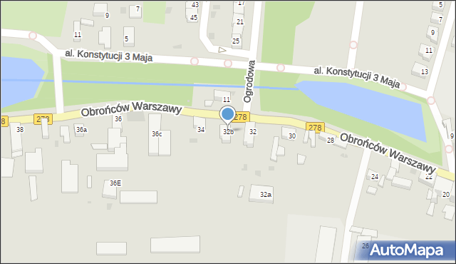 Wschowa, Obrońców Warszawy, 32b, mapa Wschowa