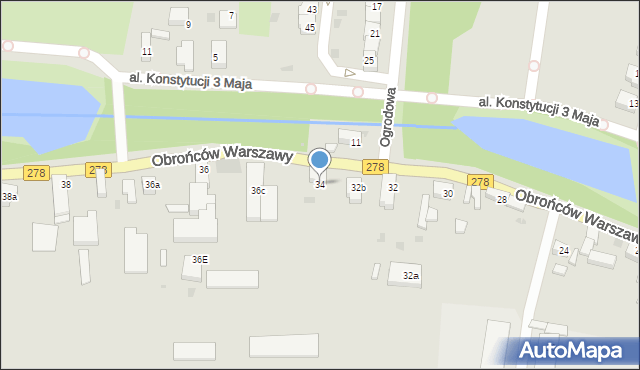 Wschowa, Obrońców Warszawy, 34, mapa Wschowa