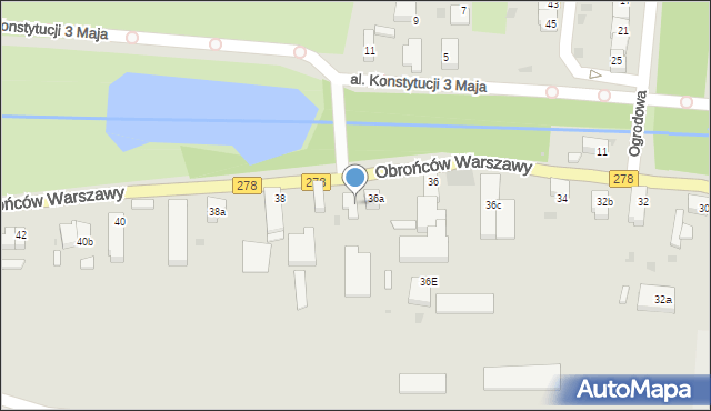 Wschowa, Obrońców Warszawy, 36b, mapa Wschowa