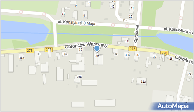 Wschowa, Obrońców Warszawy, 36c, mapa Wschowa