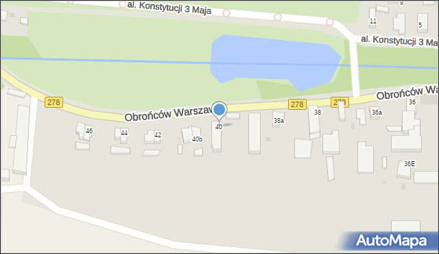 Wschowa, Obrońców Warszawy, 40, mapa Wschowa