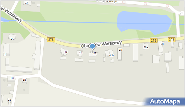 Wschowa, Obrońców Warszawy, 42A, mapa Wschowa