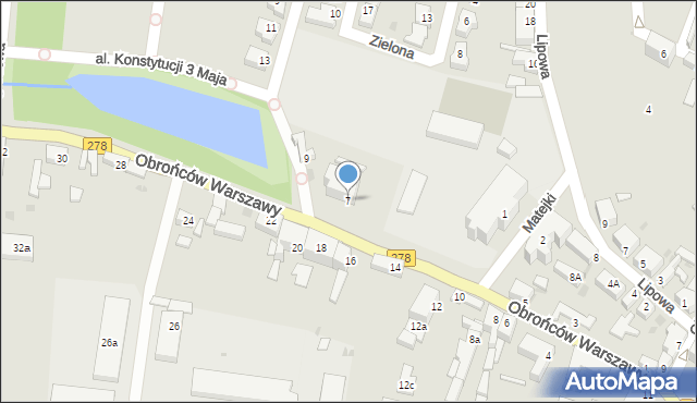 Wschowa, Obrońców Warszawy, 7, mapa Wschowa