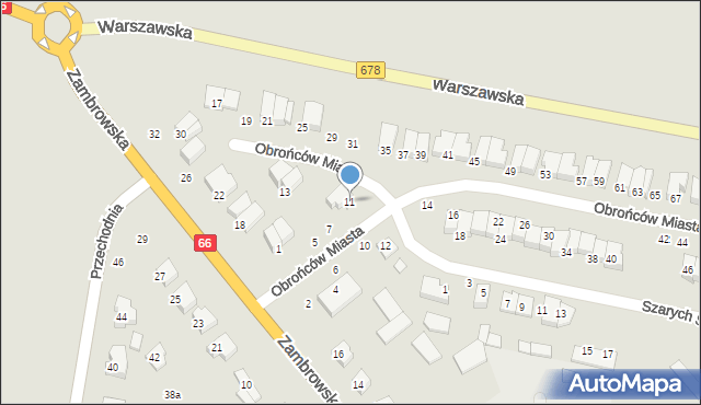 Wysokie Mazowieckie, Obrońców Miasta, 11, mapa Wysokie Mazowieckie