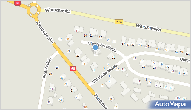 Wysokie Mazowieckie, Obrońców Miasta, 13, mapa Wysokie Mazowieckie