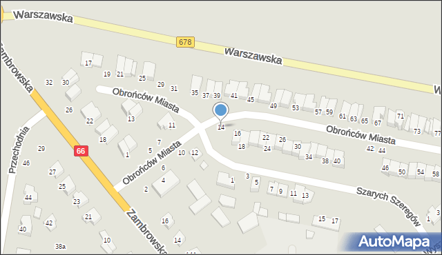 Wysokie Mazowieckie, Obrońców Miasta, 14, mapa Wysokie Mazowieckie