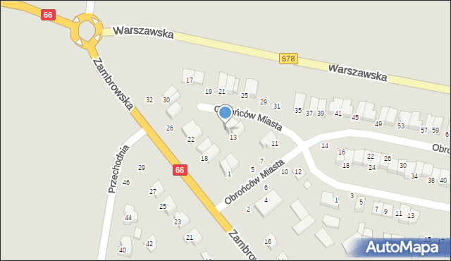 Wysokie Mazowieckie, Obrońców Miasta, 15, mapa Wysokie Mazowieckie