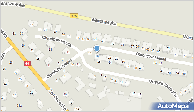 Wysokie Mazowieckie, Obrońców Miasta, 16, mapa Wysokie Mazowieckie