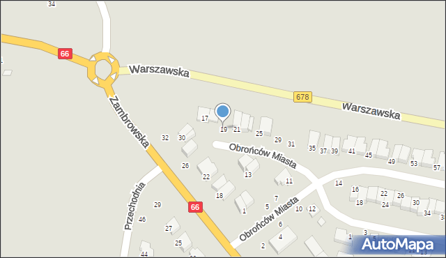 Wysokie Mazowieckie, Obrońców Miasta, 19, mapa Wysokie Mazowieckie