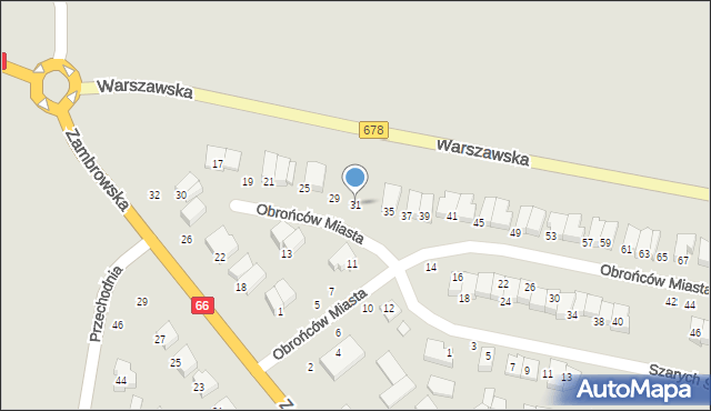 Wysokie Mazowieckie, Obrońców Miasta, 31, mapa Wysokie Mazowieckie