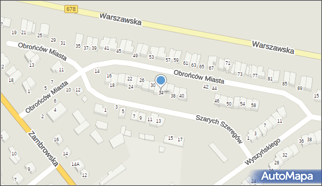 Wysokie Mazowieckie, Obrońców Miasta, 34, mapa Wysokie Mazowieckie