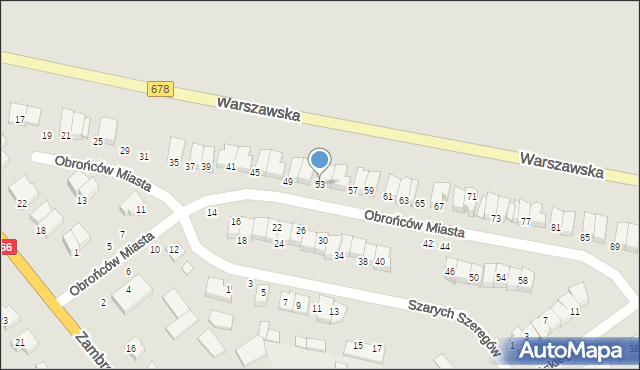 Wysokie Mazowieckie, Obrońców Miasta, 53, mapa Wysokie Mazowieckie