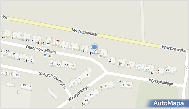 Wysokie Mazowieckie, Obrońców Miasta, 87, mapa Wysokie Mazowieckie