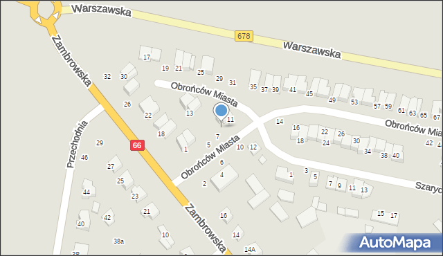 Wysokie Mazowieckie, Obrońców Miasta, 9, mapa Wysokie Mazowieckie