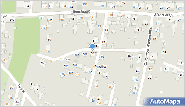 Zabrze, Obrońców Westerplatte, 50, mapa Zabrza