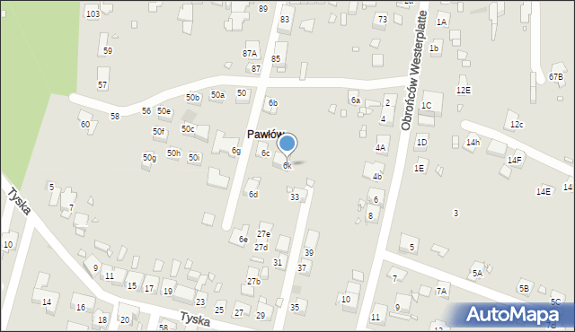 Zabrze, Obrońców Westerplatte, 6k, mapa Zabrza