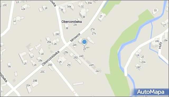 Zakopane, Oberconiówka, 24, mapa Zakopanego