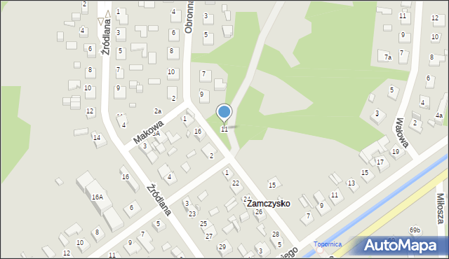 Zamość, Obronna, 11, mapa Zamościa