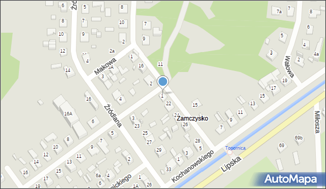 Zamość, Obronna, 20, mapa Zamościa