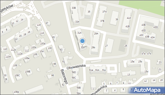 Zielona Góra, Obywatelska, 31b, mapa Zielona Góra