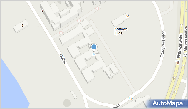 Olsztyn, Oczapowskiego Michała, 14, mapa Olsztyna