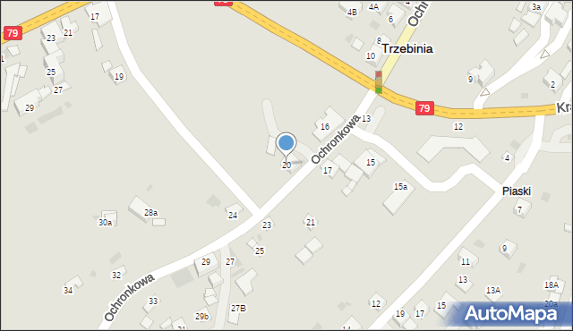 Trzebinia, Ochronkowa, 20, mapa Trzebinia