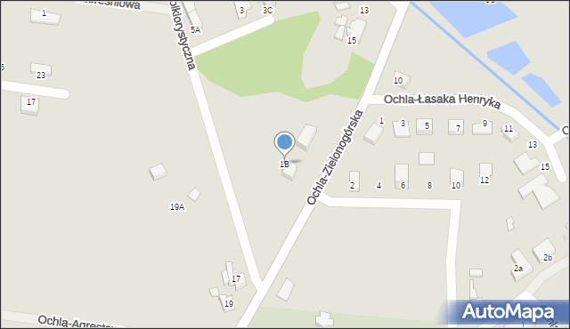 Zielona Góra, Ochla-Folklorystyczna, 1B, mapa Zielona Góra