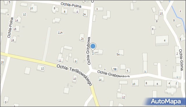 Zielona Góra, Ochla-Grzybowa, 1, mapa Zielona Góra